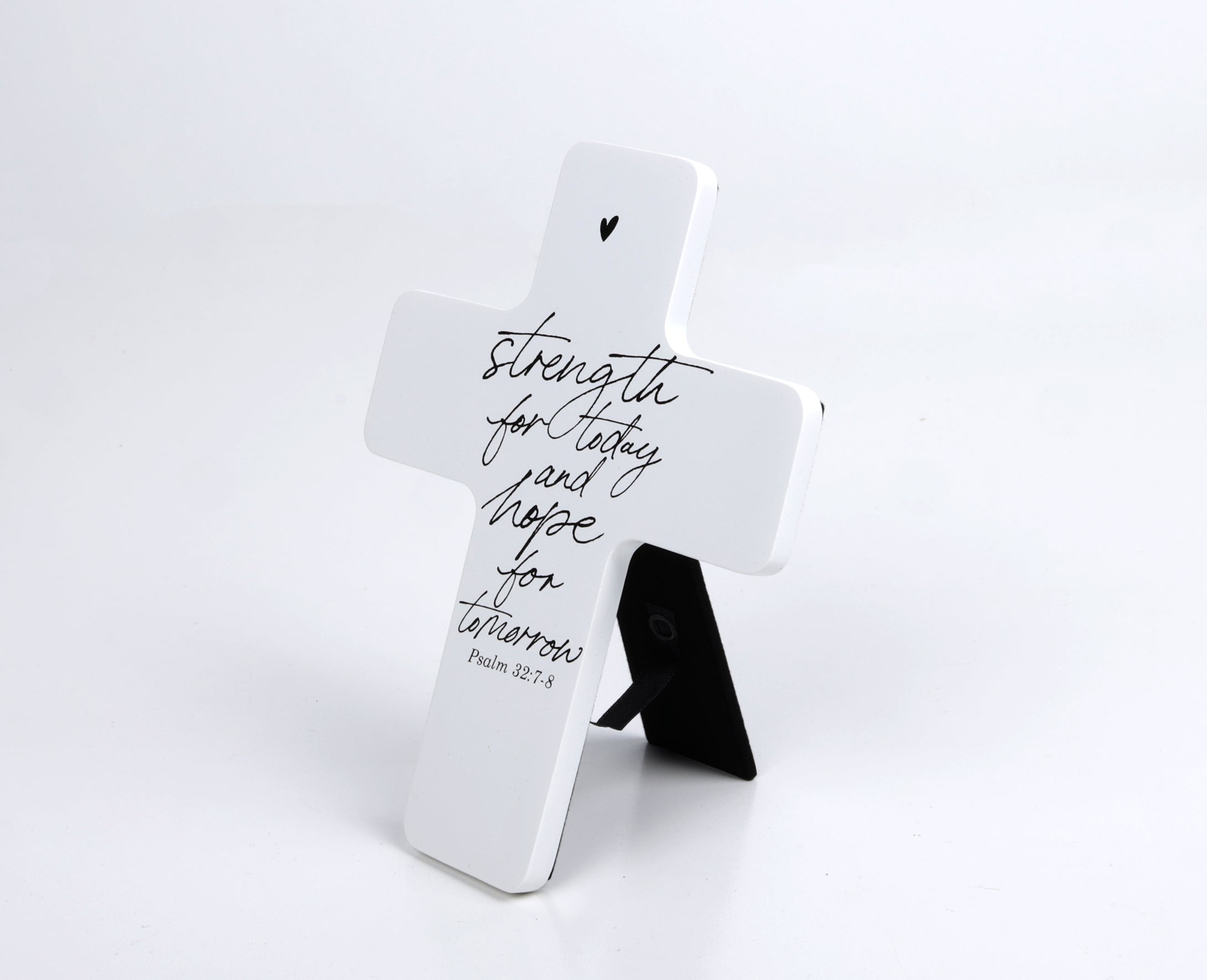 Resin Desktop Cross: Strength for Today (Psalm 23:6) White, Crafted Inspiration