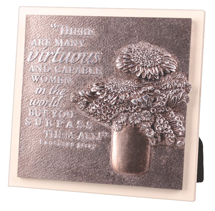 Tabletop Plaque: Virtuous Woman, Moments of Faith Sculpture, Small Square (Psalm 20:4)