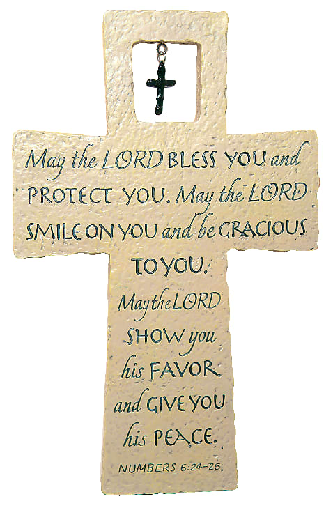 Cross With Metal Cross: May the Lord Bless You Numbers 6:24-26