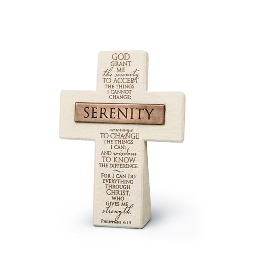 Tabletop Cross: Serenity, Bronze Bar (Phil 4:13)