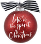 Christmas Glass Ornament: Love is the Spirit of Christmas, Red Glitter Bauble (John 3:16)