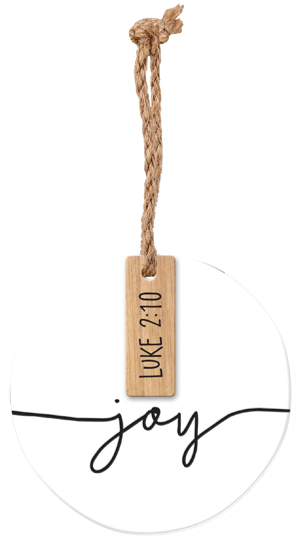 Christmas Ornament, Ceramic/Wood: Simply Christmas With Wood Tag, Joy (Luke 2:10)