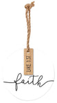 Christmas Ornament, Ceramic/Wood: Simply Christmas With Wood Tag, Faith (Luke 1:37)