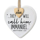 Christmas Heart Shape Ceramic Ornament With Wooden Tag: Jesus
