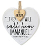 Christmas Heart Shape Ceramic Ornament With Wooden Tag: Jesus
