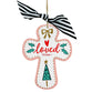 Christmas Ornament (Resin): Cross, Merry and Bright, Loved (Philemon 1:7)