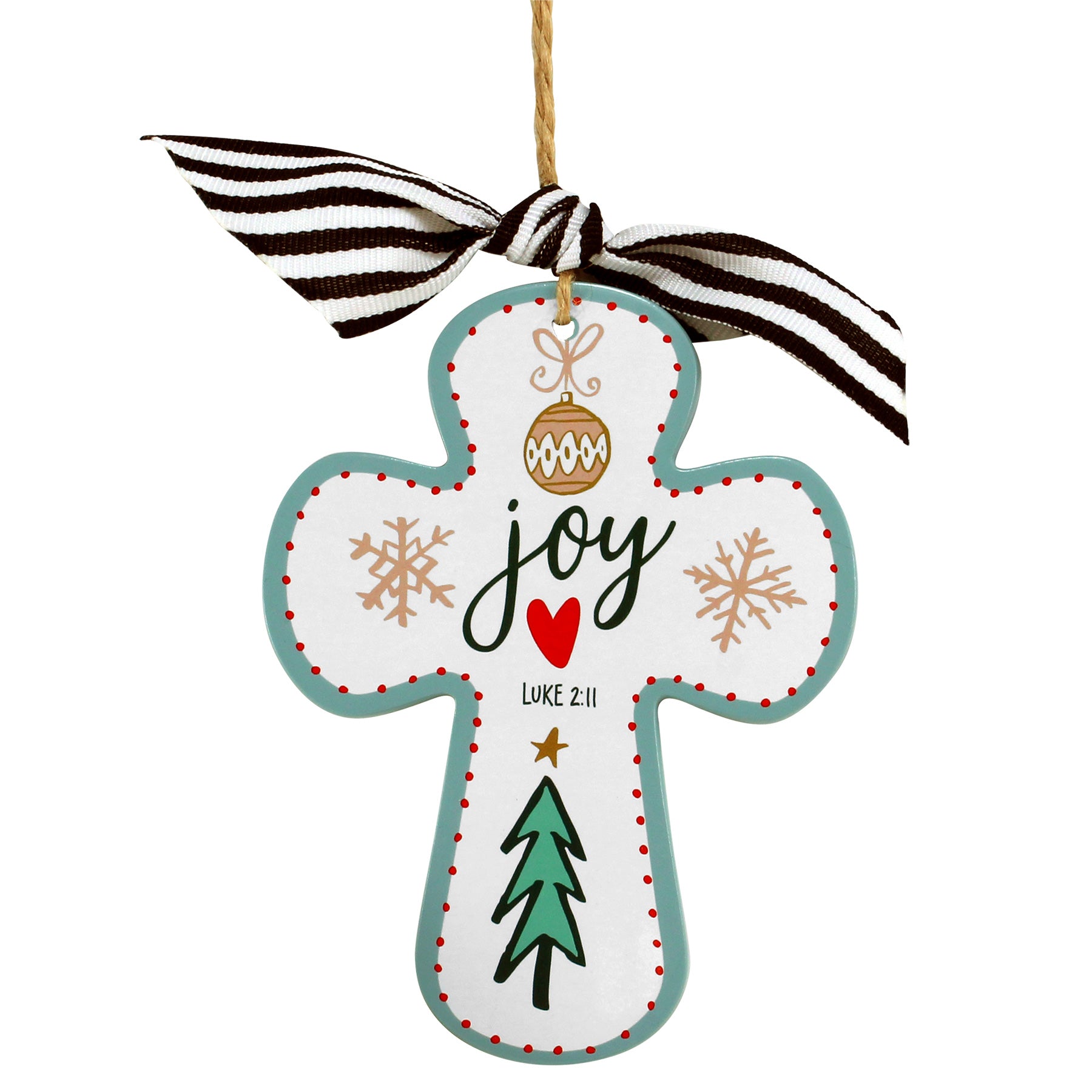 Christmas Ornament (Resin): Cross, Merry and Bright, Joy (Luke 2:11)