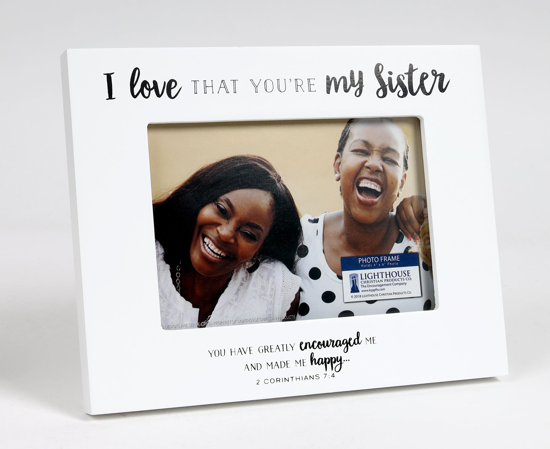 Photo Frame: I Love That You're My Sister, White Mdf (2 Cor 7:4)