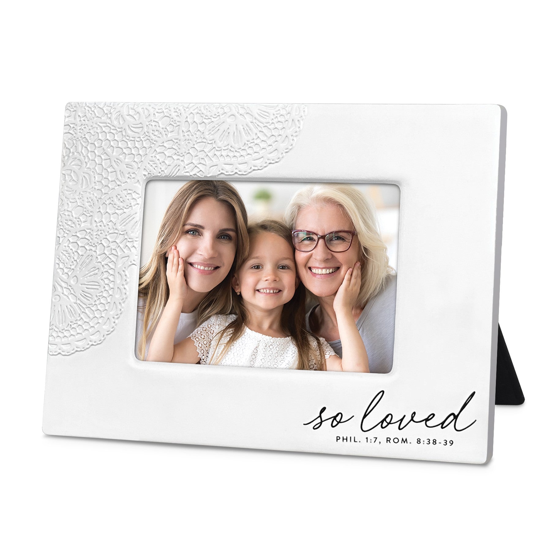 Photo Frame: So Loved, Laced Textured With Easel (Phil. 1:7, Rom. 8:38-39)