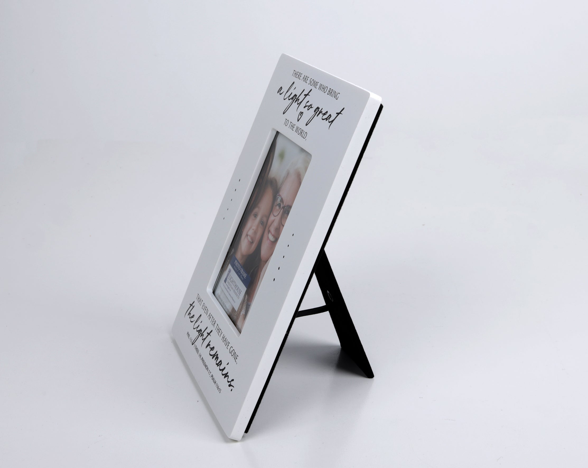 Resin Photo Frame: A Light So Great (Phil. 1:3, 1 Thes. 3:9, Philemon 1:7, Ps. 116:15) White
