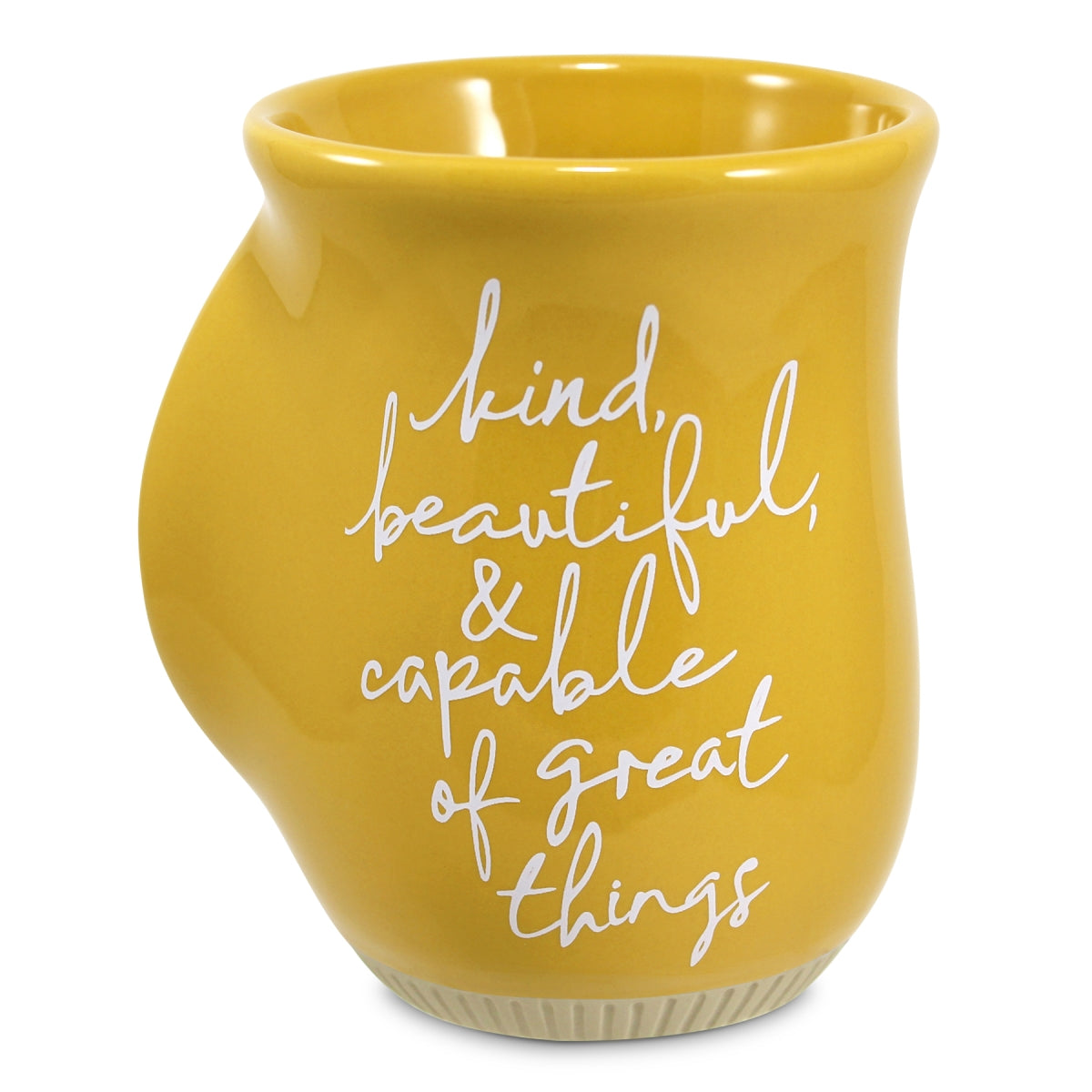 Ceramic Handwarmer Mug (532ml): Powerful Words, God's Masterpiece, Yellow, Raw Bottom (Eph 2:10)