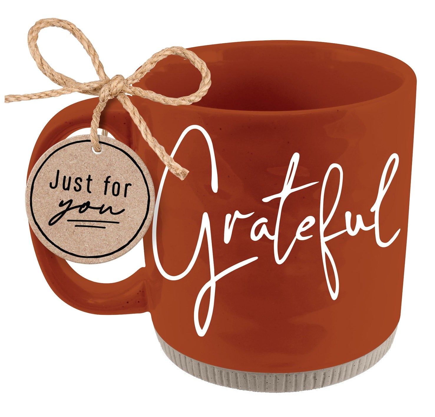 Ceramic Mug: Grateful (Psalm 106:1) Rust, Raw Bottom, Powerful Words (473 Ml)