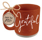 Ceramic Mug: Grateful (Psalm 106:1) Rust, Raw Bottom, Powerful Words (473 Ml)