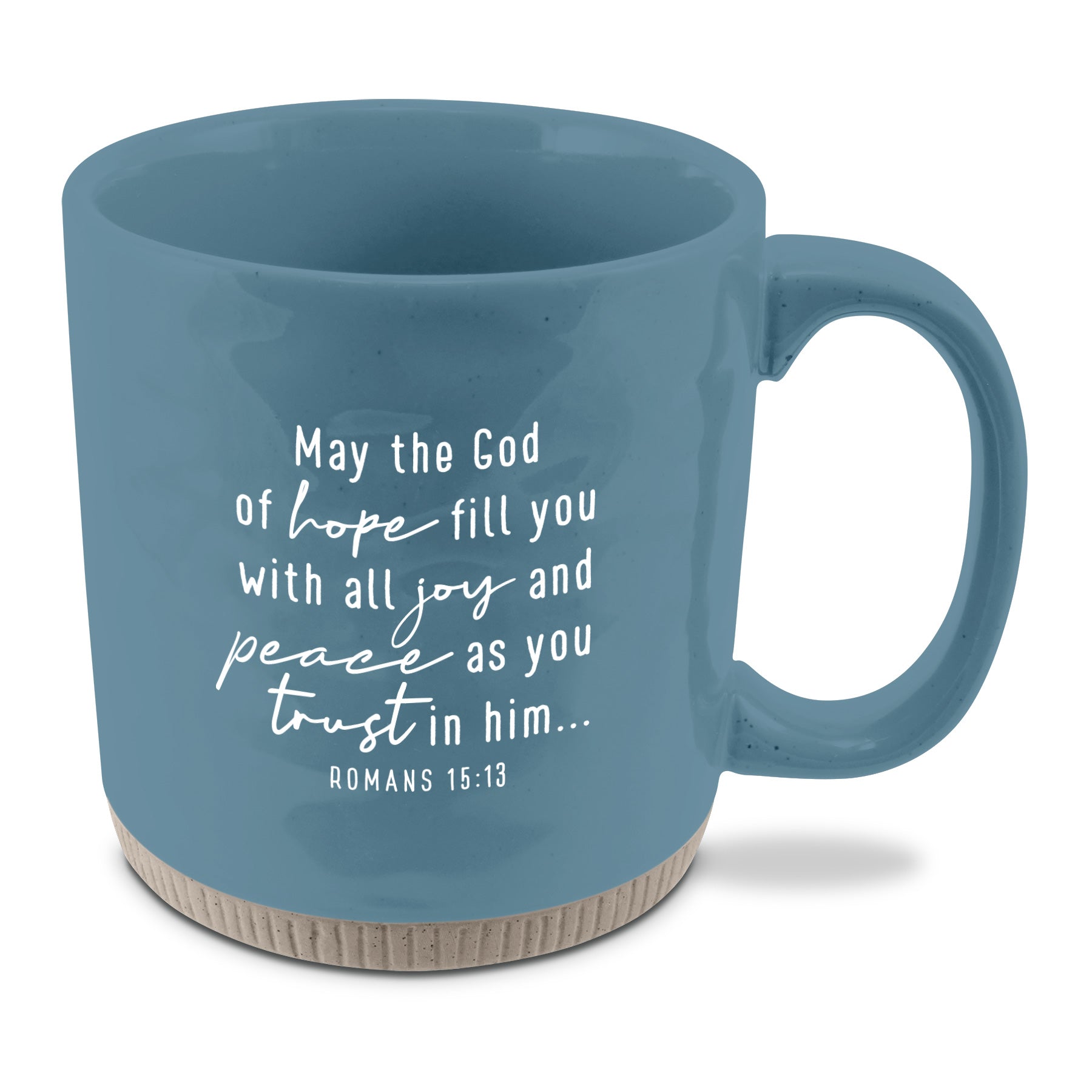 Ceramic Mug: Peace (Romans 15:16) Light Blue, Raw Bottom, Powerful Words (473 Ml)