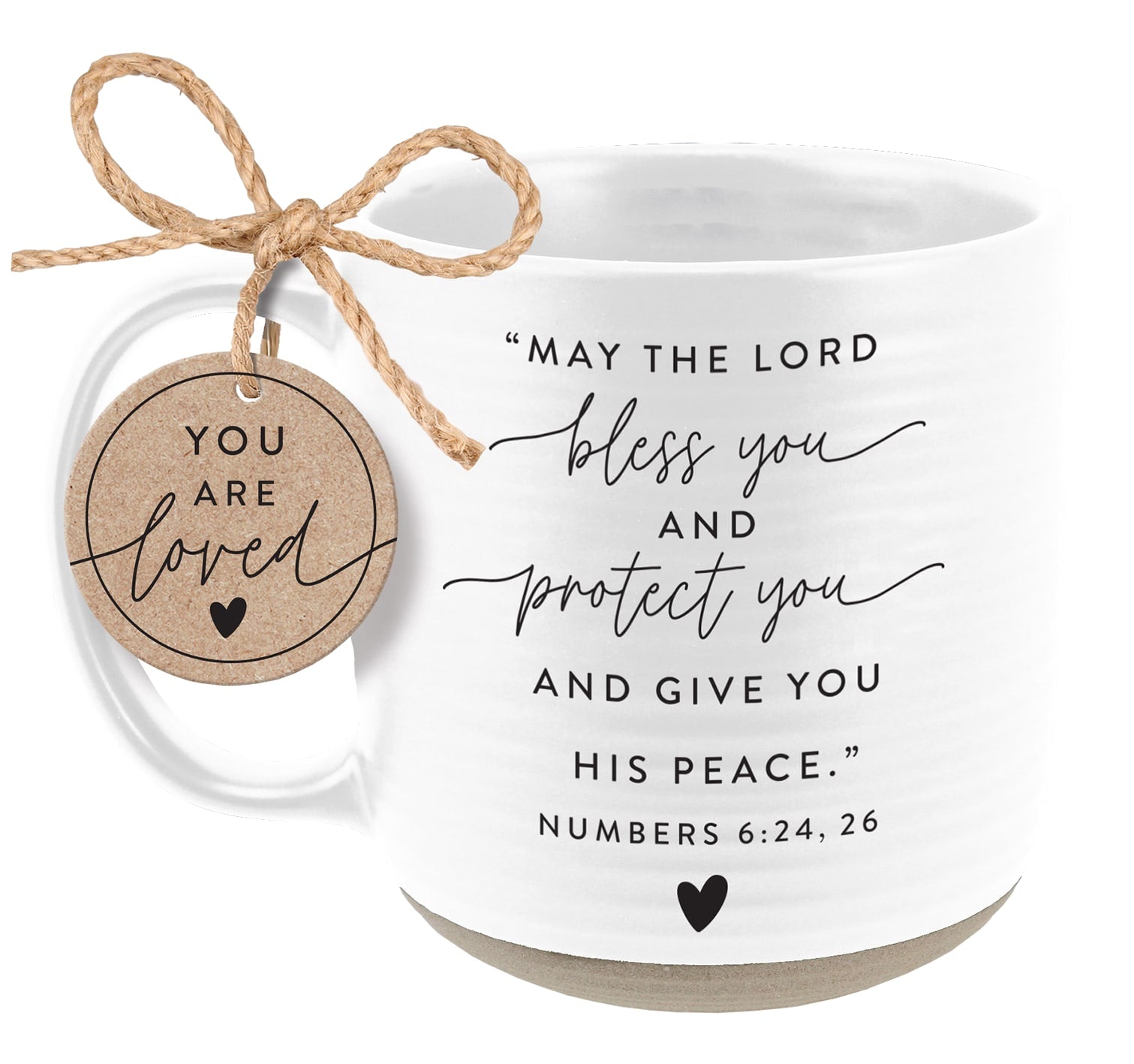 Ceramic Mug: Bless You (Numbers 6:24,26) White, Raw Bottom (591 Ml)