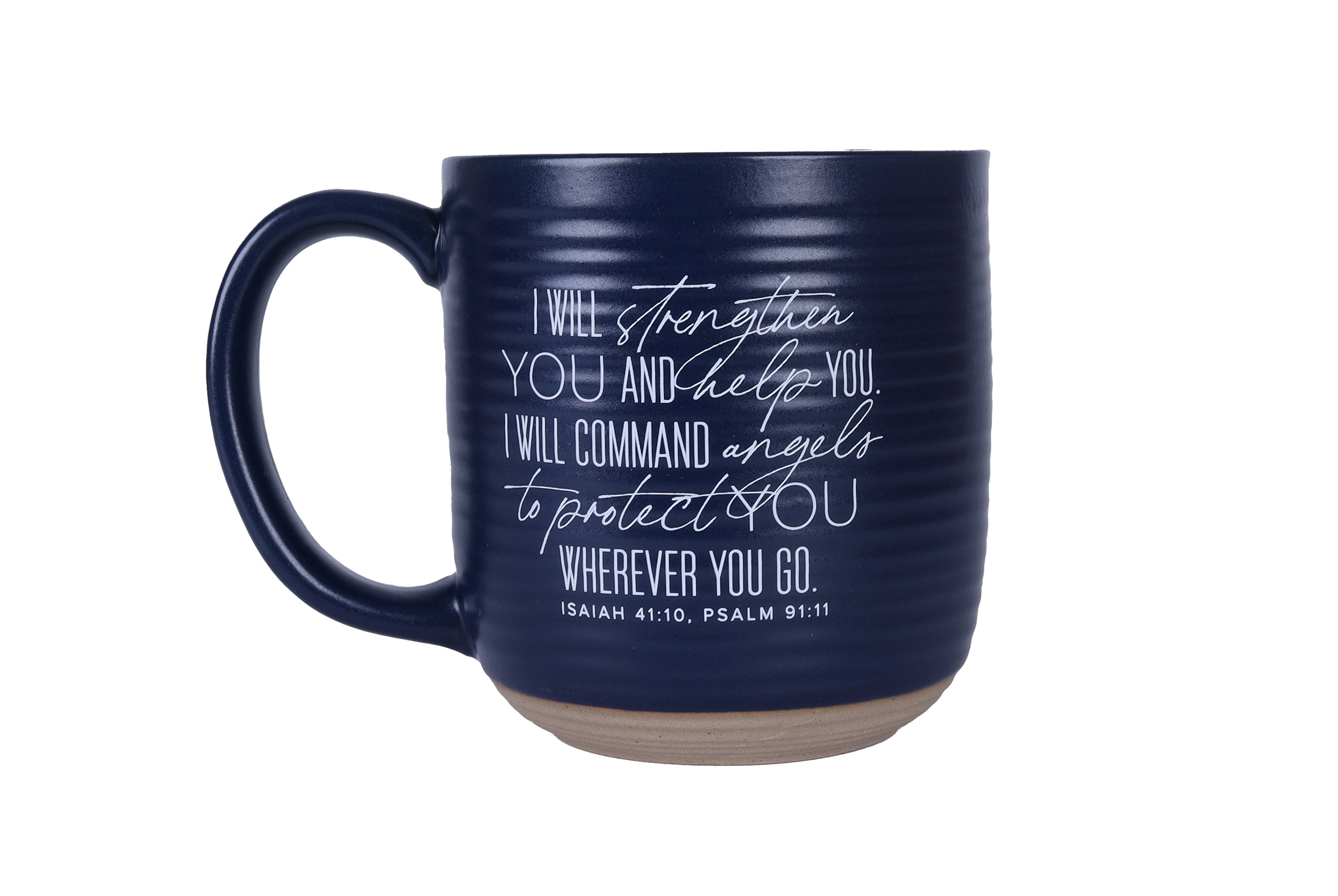 Ceramic Mug: Amen Strengthen & Protect, Blue, Raw Bottom (Is 41:10, Ps 91.11, 2 Cor 1:20) (591 Ml)