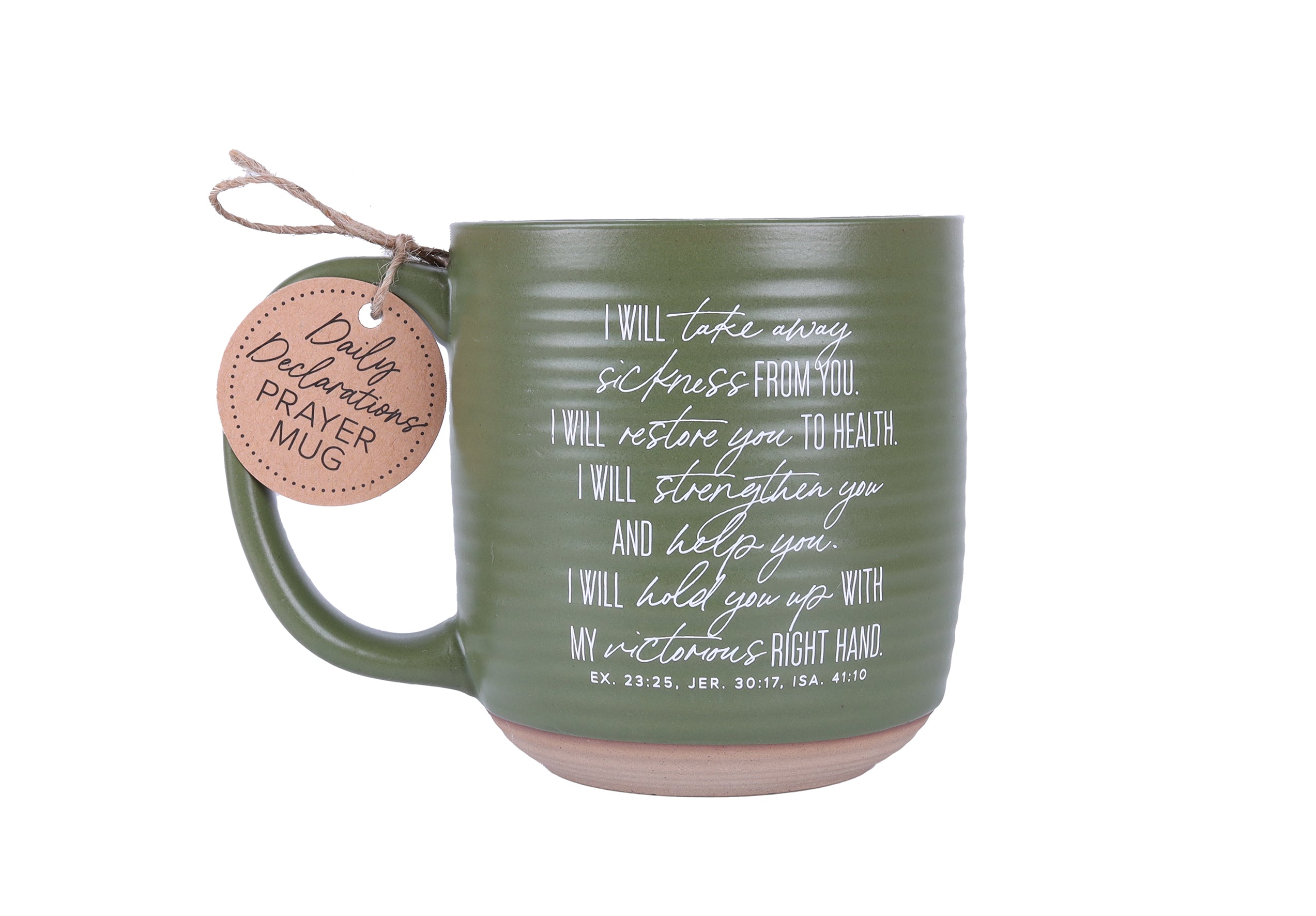 Ceramic Mug: Amen Heal & Restores, Green, Raw Bottom (Ex 23:35, Jer 30:17, is 41:10, 2 Cor 1:20) (591 Ml)