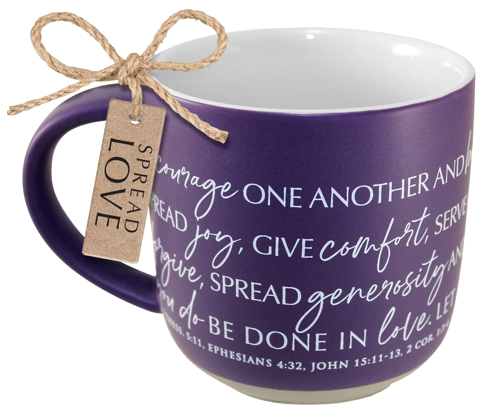 Ceramic Mug (561ml): Done in Love, Spread Love Tag and Twine, Purple