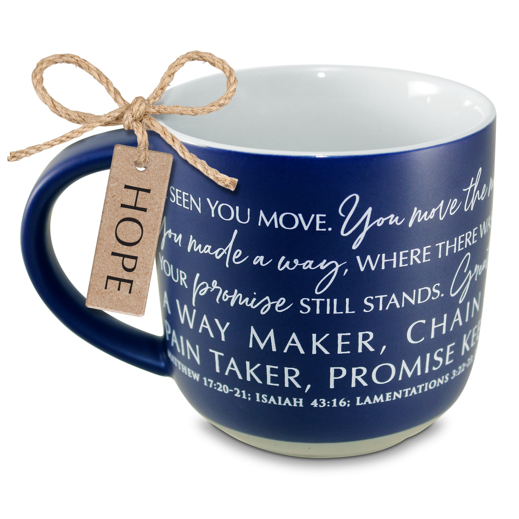 Ceramic Mug (561ml): Mountain Mover, Hope Tag With Twine, Navy
