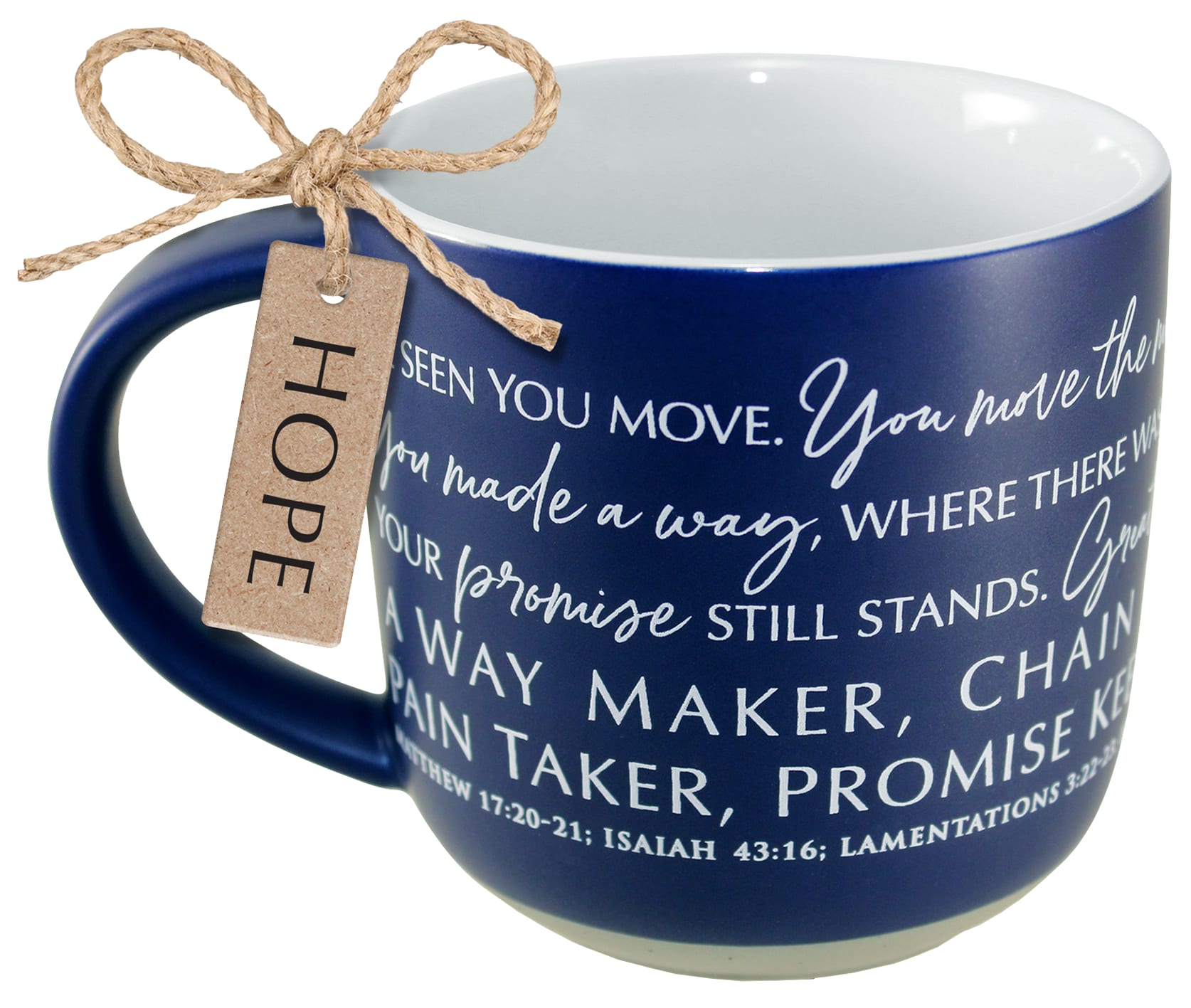 Ceramic Mug (561ml): Mountain Mover, Hope Tag With Twine, Navy