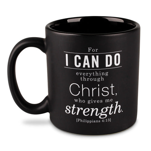Ceramic Mug: Simple Faith Serenity Prayer, Black/White (Philippians 4:13) (414 Ml)