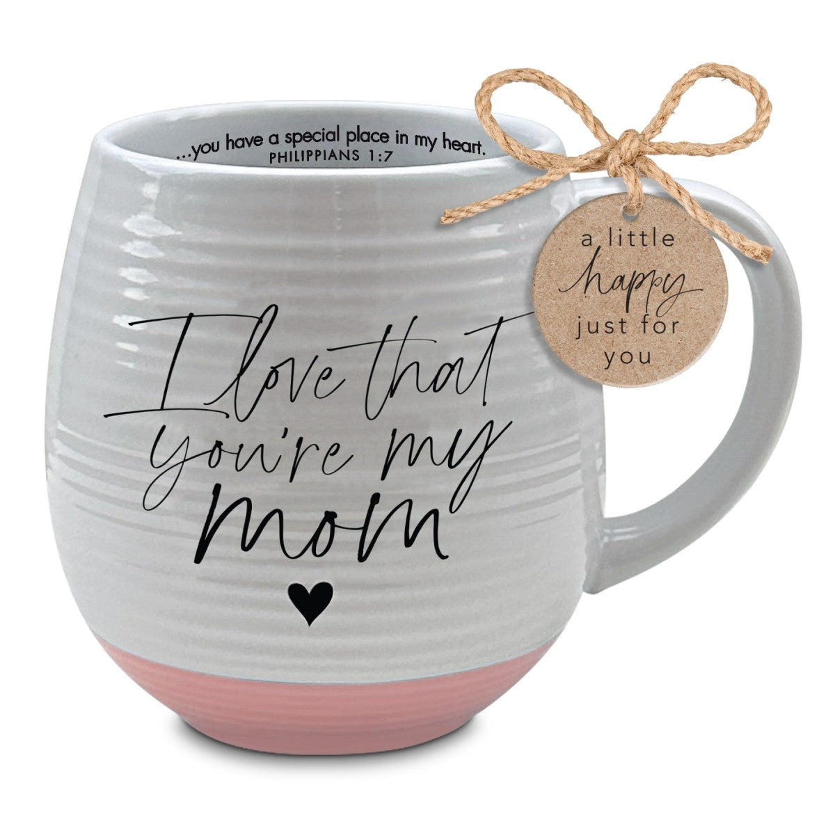 Ceramic Mug (532ml): Just for You, Mom (Phil. 1:7) White/Pink bottom