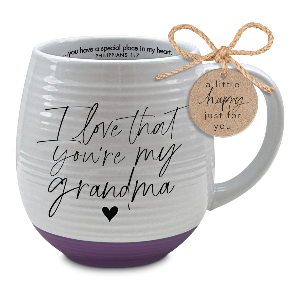 Ceramic Mug (532ml): Just for You, Grandma (Phil. 1:7) White/Purple bottom