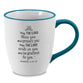 Ceramic Mug: Thankful For You (Numbers 6:24-25), Teal Handle and Rim, Heart on Interior Rim (591 Ml)