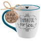 Ceramic Mug: Thankful For You (Numbers 6:24-25), Teal Handle and Rim, Heart on Interior Rim (591 Ml)