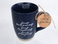 Ceramic Mug (473ml): Keep Believing (Psalm 223:7) Navy, Raw Bottom, Satin Texture (Everyday Reminder)