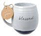 Ceramic Mug: Blessed (Numbers 6:24) White Texture, Navy Bottom (473ml)