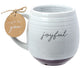 Ceramic Mug: Joyful (1 Thess 5:16-18) White Texture, Purple Bottom (473ml)