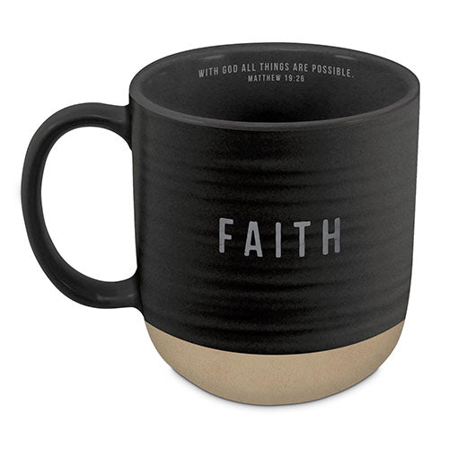 Ceramic Mug: Faith (Matt 19:26) Black Texture (532ml)