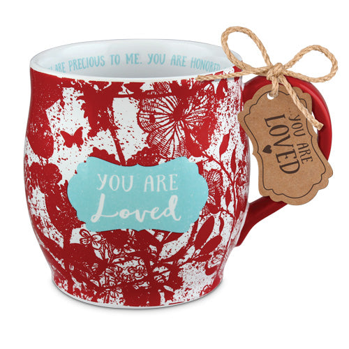 Ceramic Mug: Pretty Prints, You Are Loved, Red/White, (Isaiah 43:4) (384 Ml)