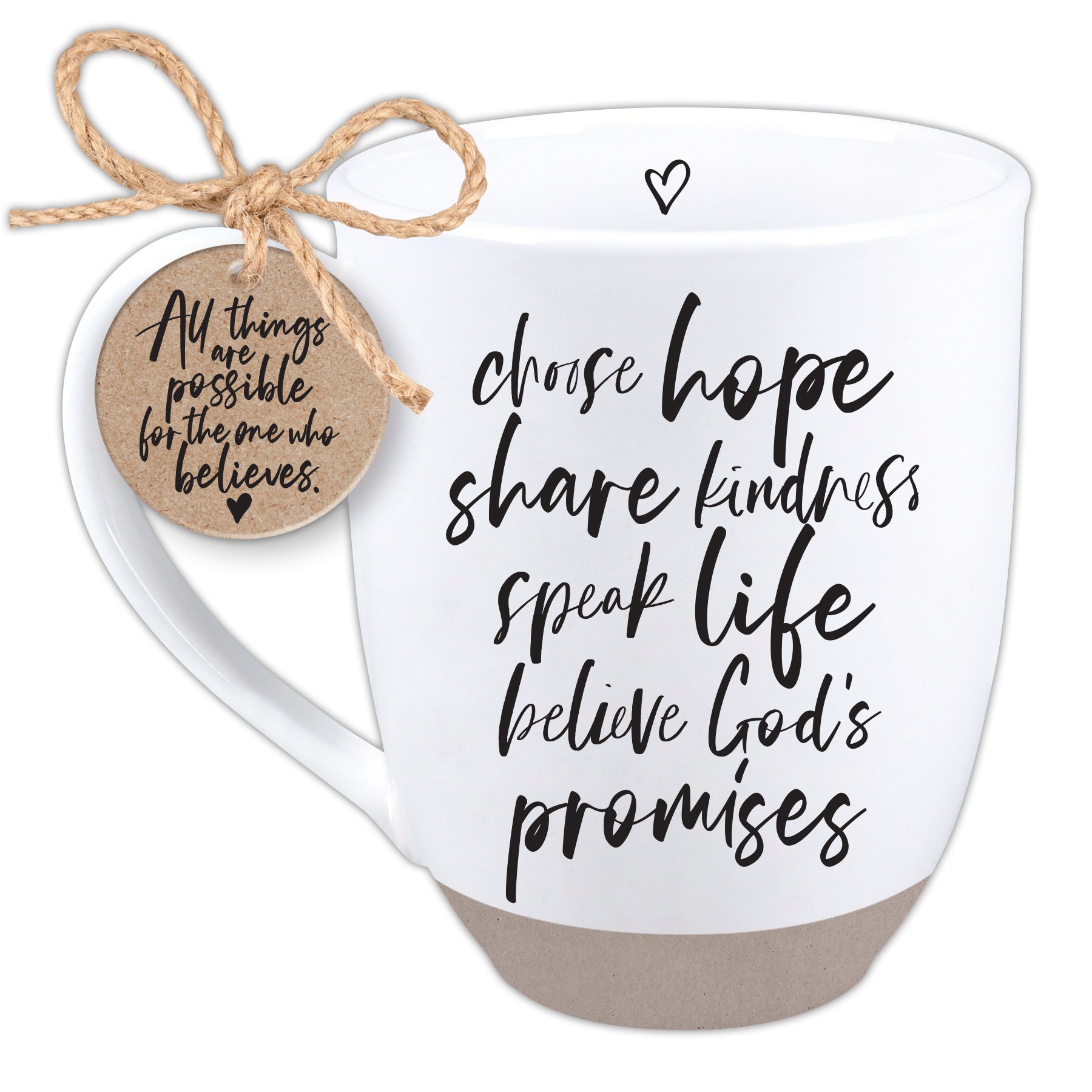 Ceramic Mug: Today I Will Choose Hope (Psalm 33:20, Gal. 6:9-10, Prov. 18:21, Prov. 3:5-6) White, Raw Bottom (591 Ml)