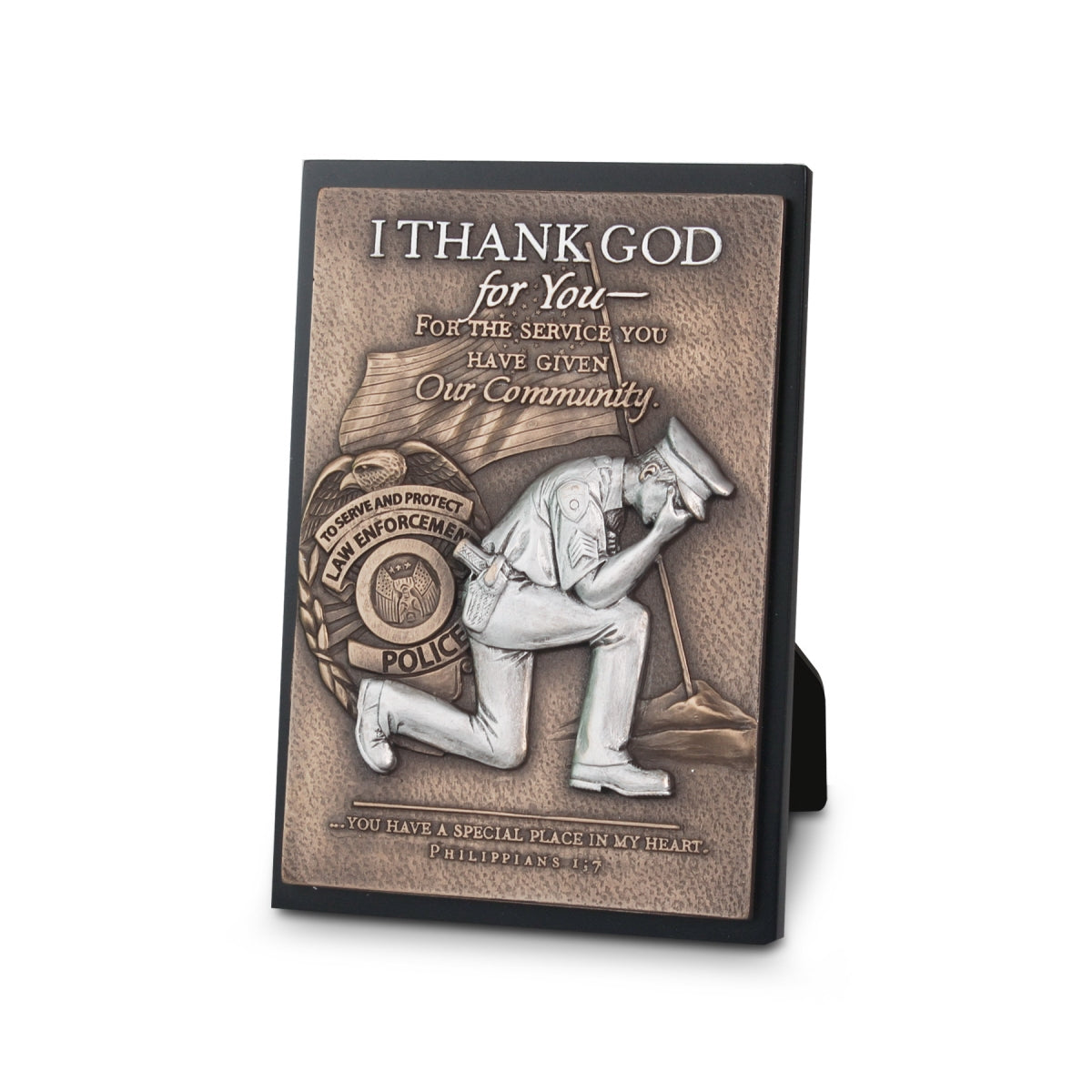 Resin/Mdf Plaque: Sculpture Moments of Faith, Policeman (Phil 1:7)