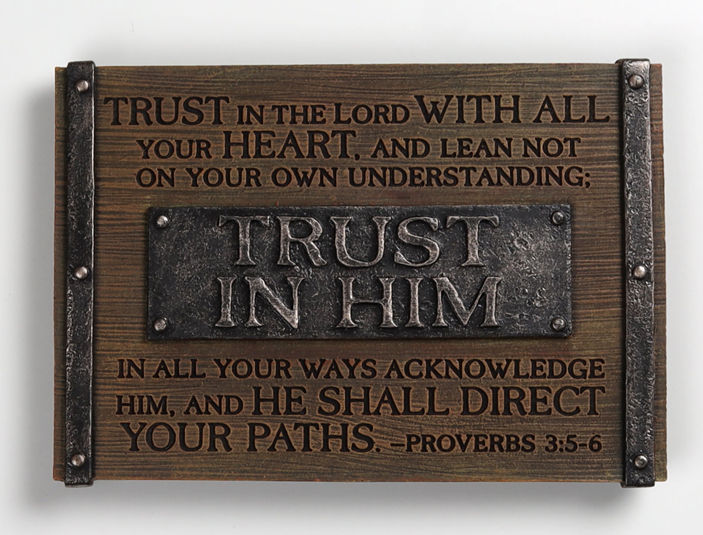 Tabletop Plaque: Blessings, Trust in Him Resin (Proverbs 3:5-6)