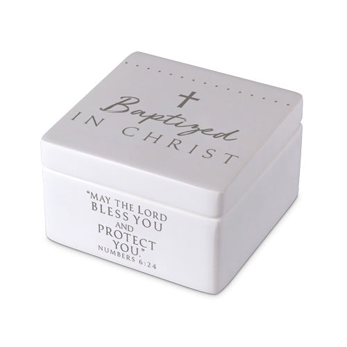 Keepsake Box Precious Occasions: Baptized in Christ, Cast Stone (Numbers 6:24)