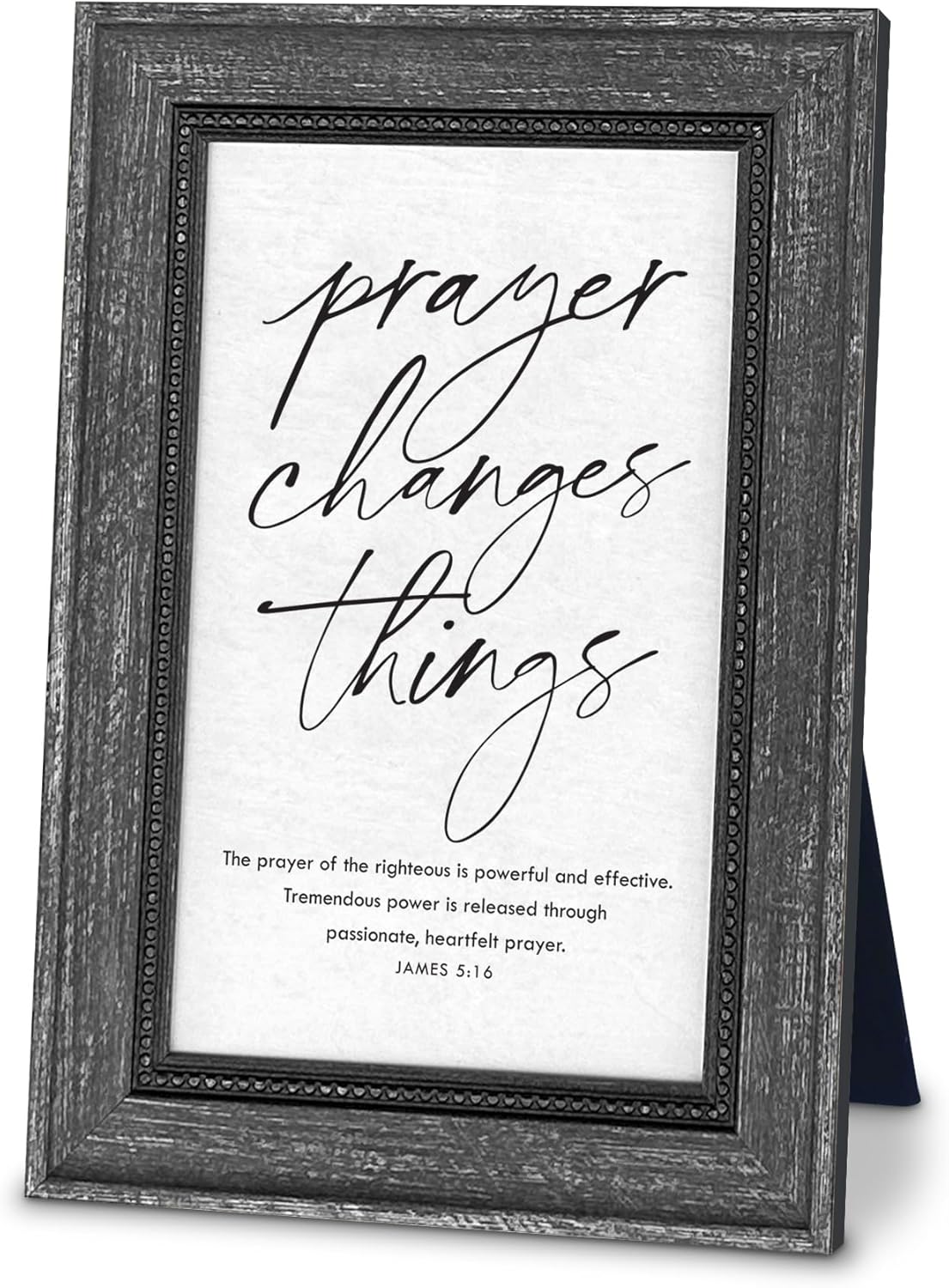 Desktop Framed Plaque (MDF/Wood): Boldly Believe, Prayer Changes Things (James 5:16), easel back