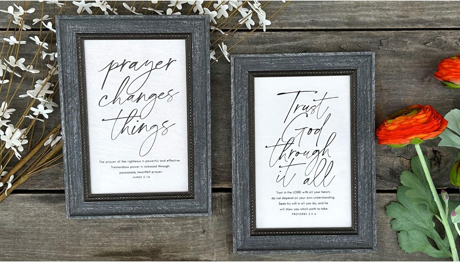 Desktop Framed Plaque (MDF/Wood): Boldly Believe, Prayer Changes Things (James 5:16), easel back