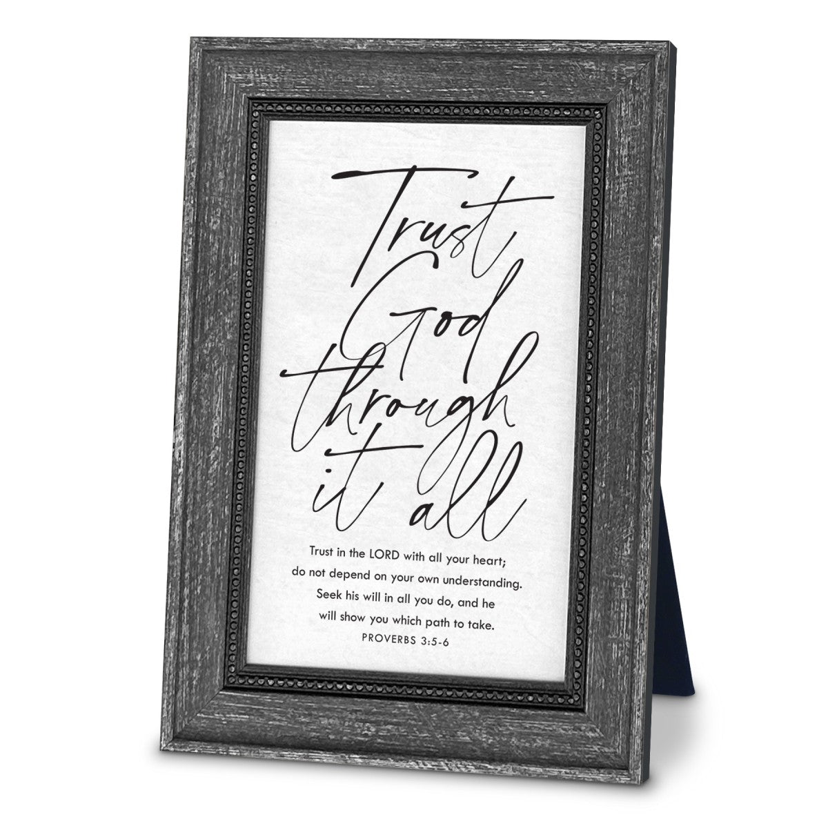Desktop Framed Plaque (MDF/Wood): Boldly Believe, Trust God (Proverbs 3:5-6), easel back