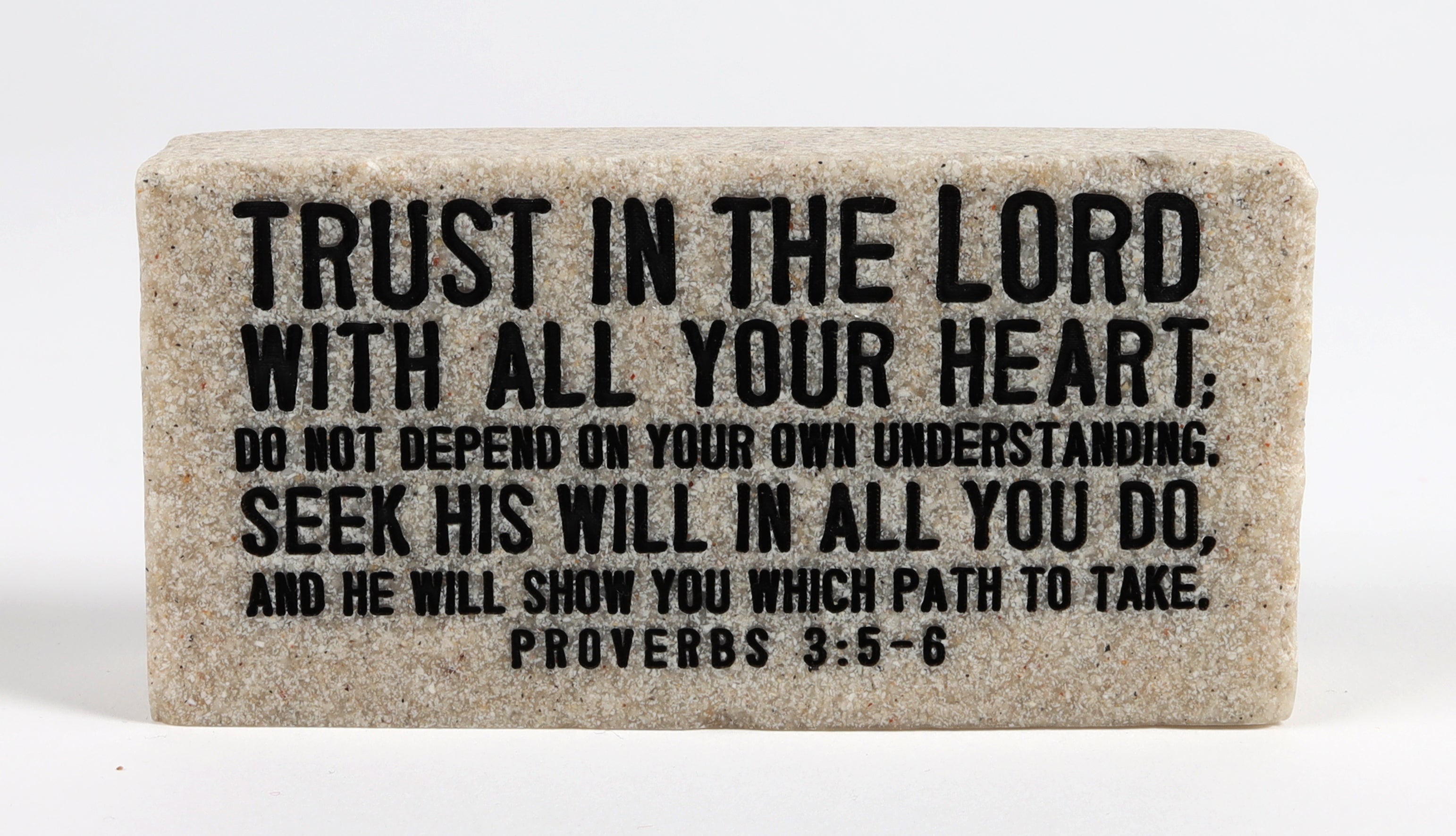 Stone Scripture Block: Trust Engraved (Prov 3:5-6)