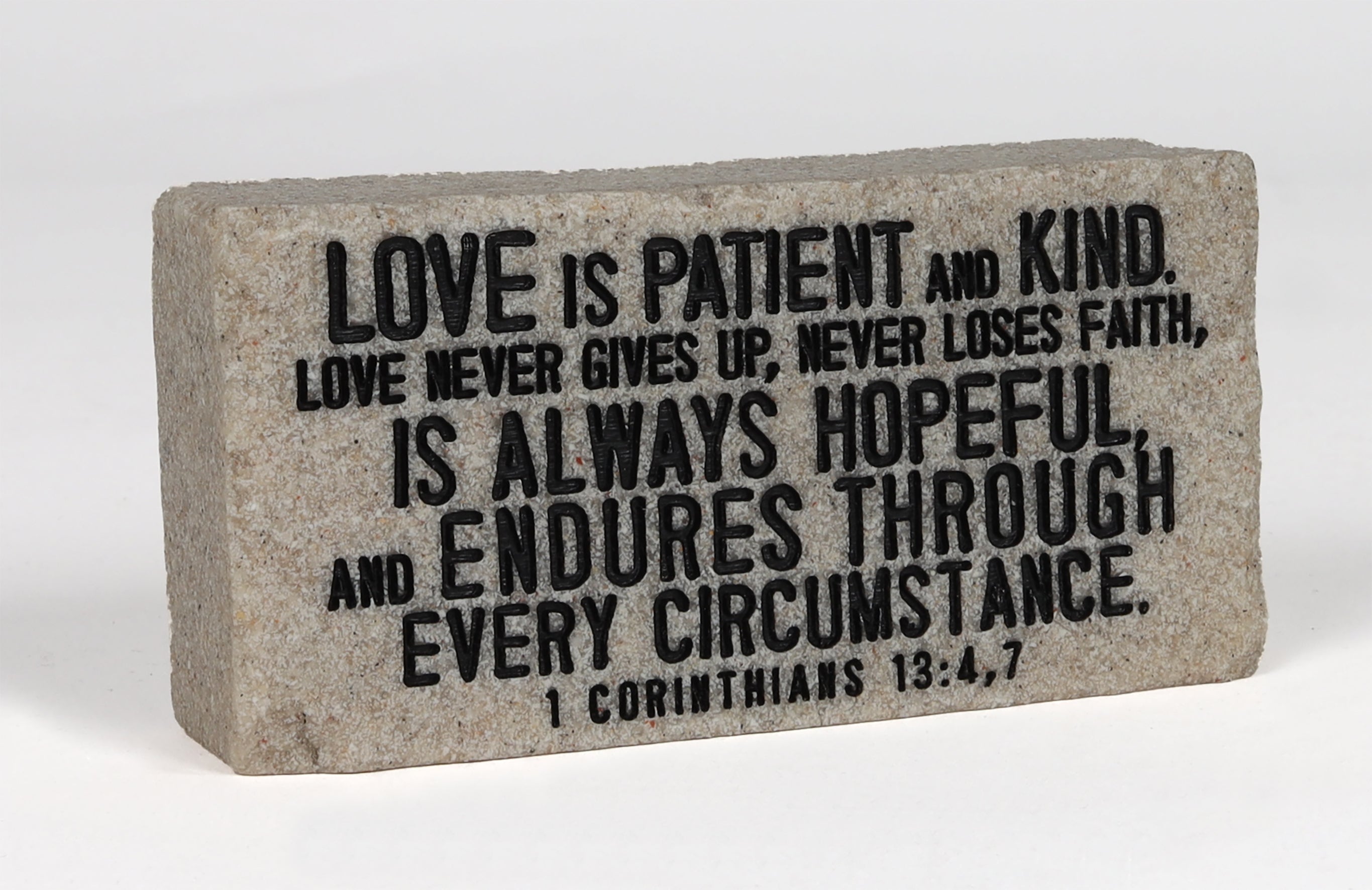 Scripture Block: Love (1 Cor. 13:4 & 7) (Cast Stone)