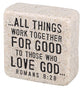 Cast Stone Plaque: Believe Scripture Stone, Cream (Romans 8:28)