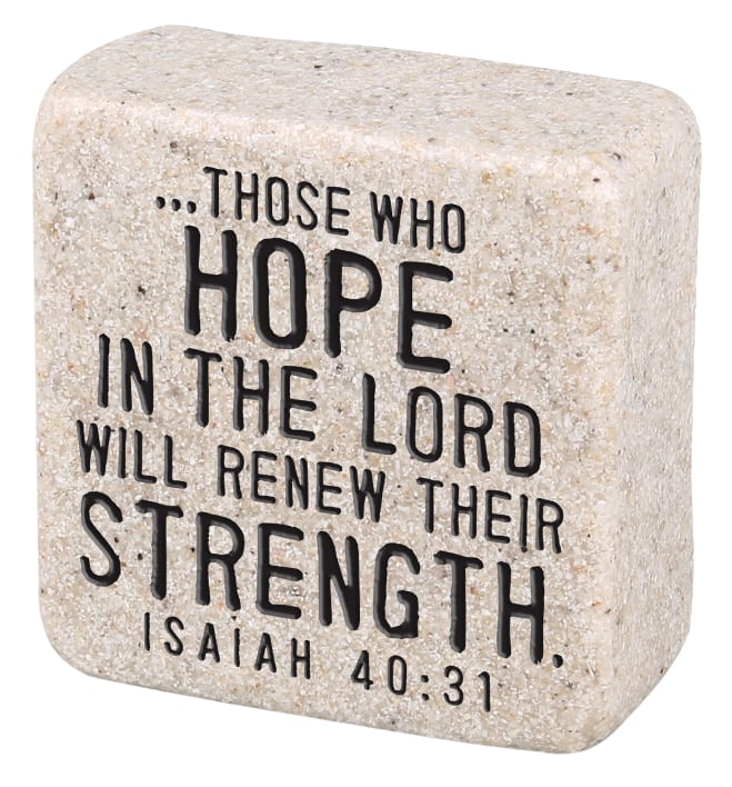 Cast Stone Plaque: Hope Scripture Stone, Cream (Isaiah 40:31)