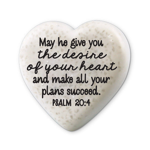 Scripture Stone: Hearts of Hope - Success, (Psalm 20:4) (Cast Stone)