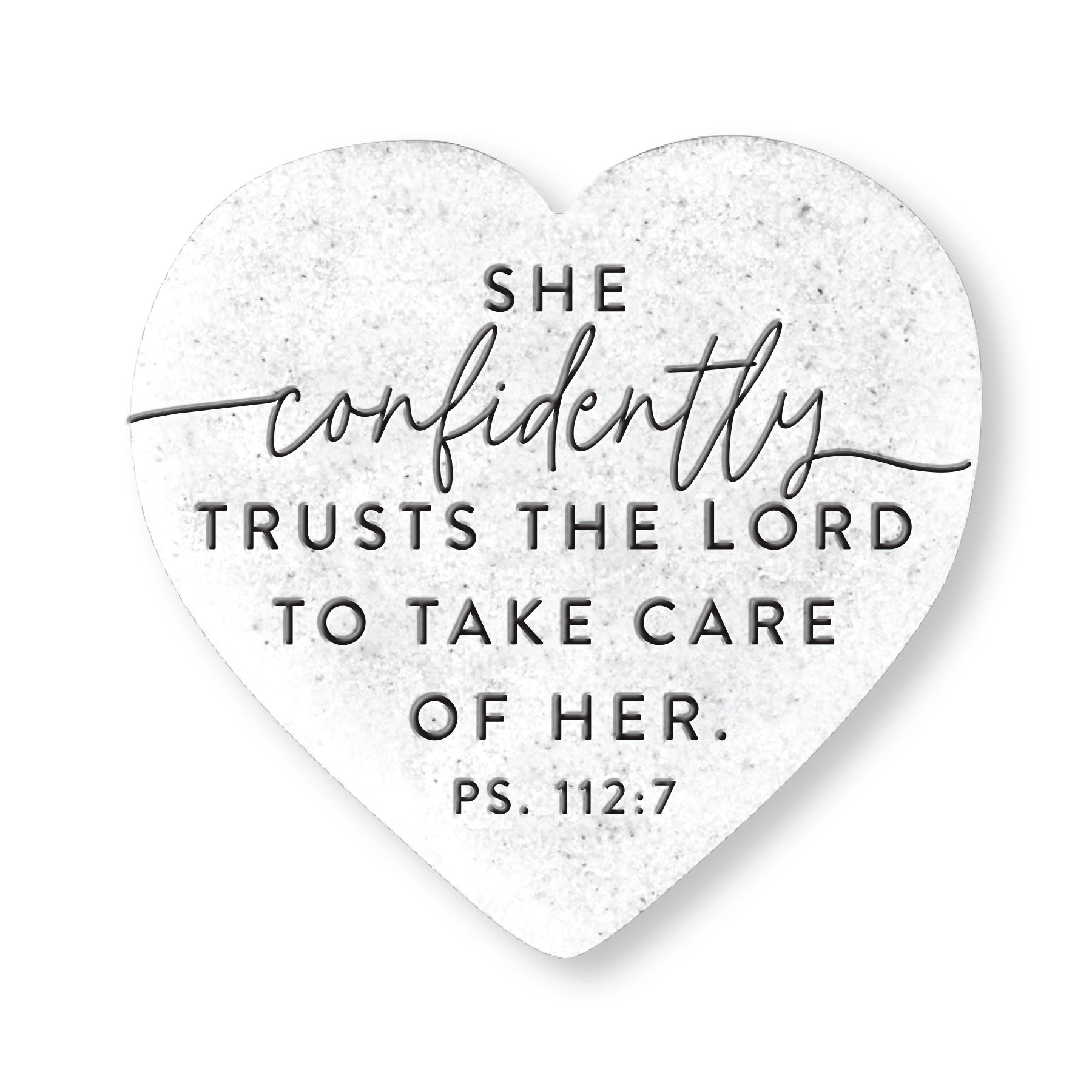 Scripture Stone Heart Plaque: Trusts (Psalm 112:7)