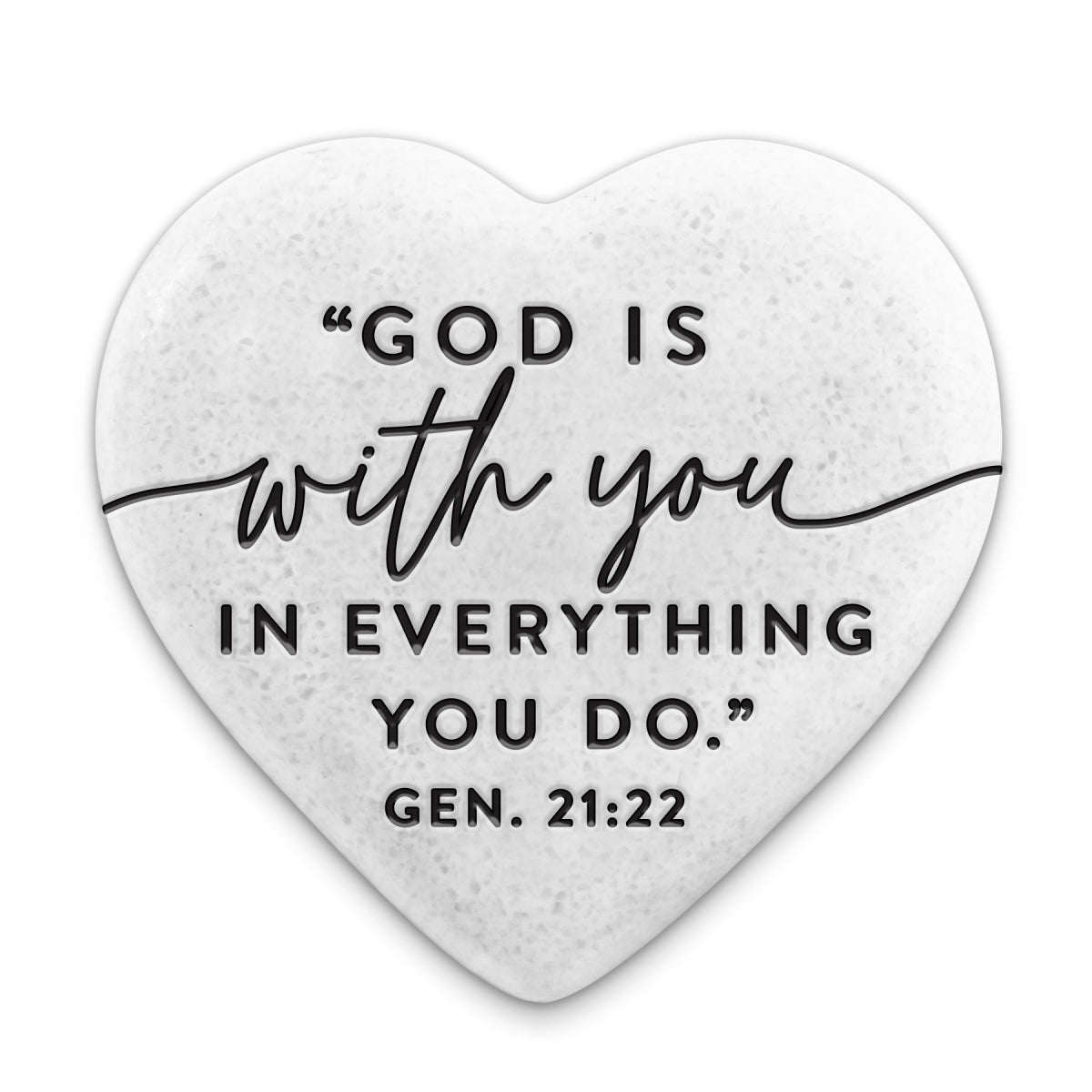 Cast Stone Plaque: Hope Hearts Scripture Stone, God is With You (Genesis 21:22)