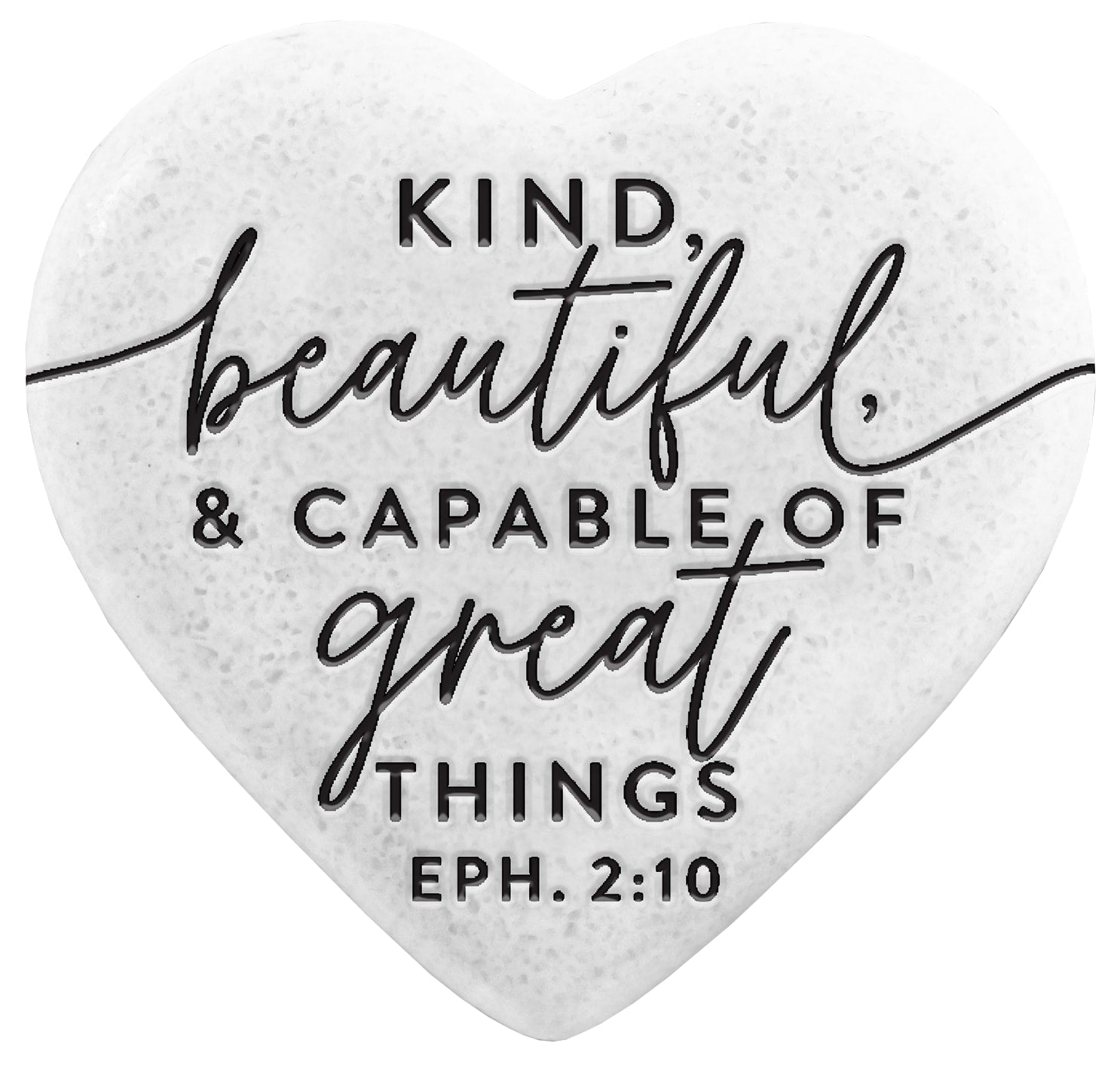 Stone Heart Plaque: Hope Heart, Kind, Beautiful (Eph. 2:10)