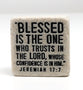 Stone Scripture Block: Blessed Engraved, Square (Jer 17:7)